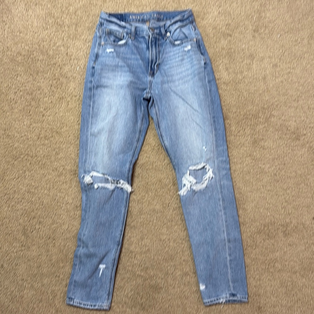 American Eagle Outfitters Women's Light Blue Straight Leg Jeans